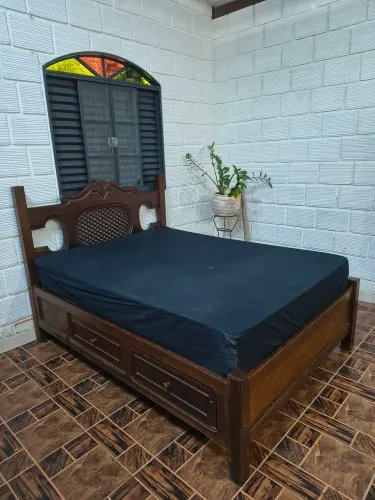 Cama Casal Madeira Maciça com 4 gavetas