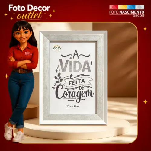 ? Porta-Retratos Prateado / Prata Texturizado - Foto Decor