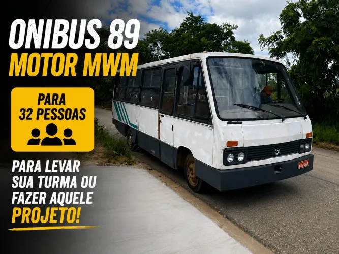 VENDO ÔNIBUS VOLKS MOTOR MWM 32 LUGARES TODO NO DOCUMENTO IDEAL PARA PROJETO OU PARA LAZER