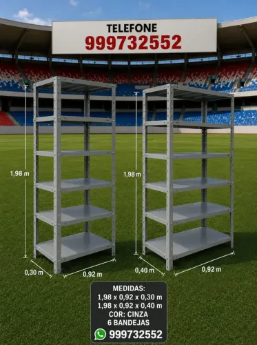 Estante de ferro cinza 6 bandejas novas pronta entrega 