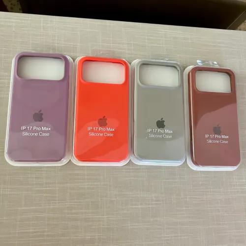 Capa silicone case iPhone 17 pro Max marrom, cinza e lilás novas 
