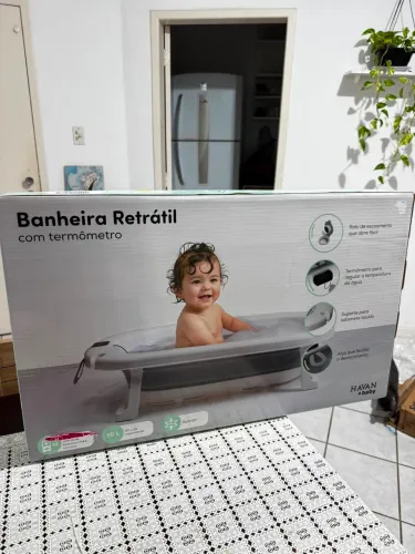 Banheira Retrátil Havan Baby com Termômetro + Almofada de Banho - Nova na Caixa