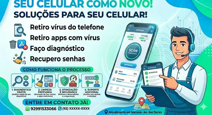 FAÇO REMOÇÃO DE  VIRUS DO SEU TELEFONE 