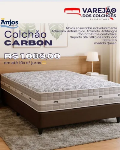 Colchão Queen 1,98x1,58 Carbon- molas ensacadas. Loja física em Alcântara