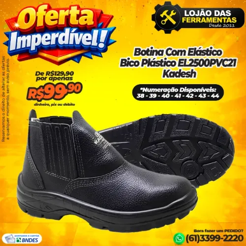 Botina Com Elástico Bico Plástico Para Eletricista EL2500PVC21 Kadesh