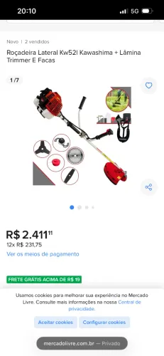 Roçadeira Lateral Kw52l Kawashima + Lâmina Trimmer E Facas