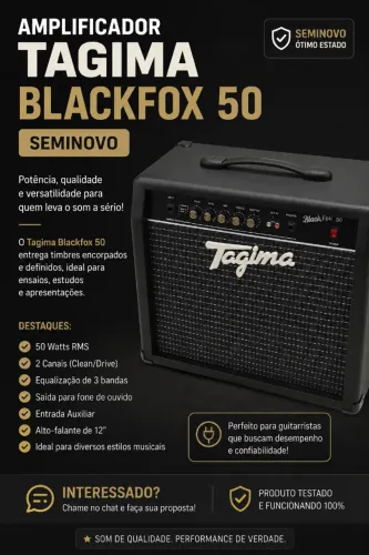 Amplificador Tagima BlackFox 50 Seminovo | Excelente Estado