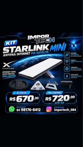 Kit Starlink Mini Antena Internet Via Satélite.