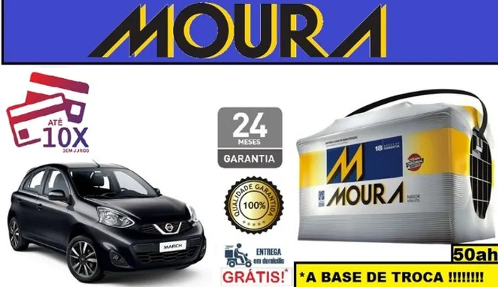 Bateria Moura March (2011 a 2018) 50Ah 12v