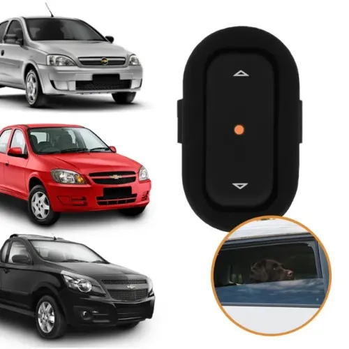 Botão de Vidro Elétrico Chevrolet Corsa Novo / Prisma / Celta - Simples Âmbar- Golden