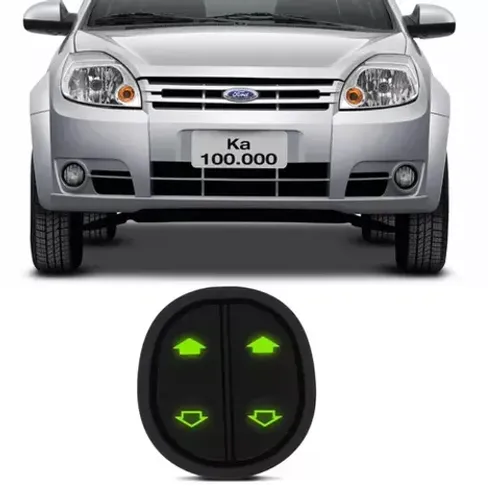 Botão de Vidro Elétrico Ford Ka Duplo - Sem Molduras 8 Pinos Verdes - Golden