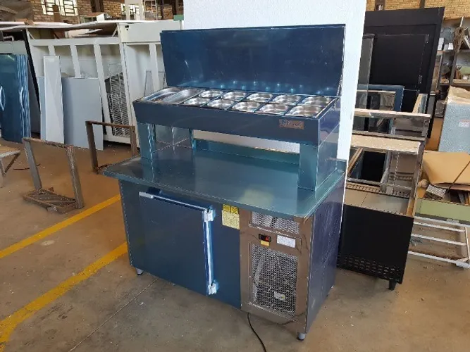Balcão Condimentador Elevado de encosto INOX