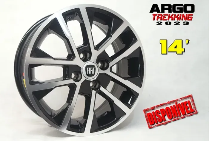 Roda aro 14 Fiat Argo Trekking Preta com diamantado 4x98 jogo novo