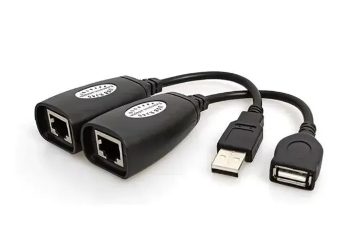 Cabo Extensor USB via Cabo RJ45 Cat5/Cat6 - Até 45 Metros