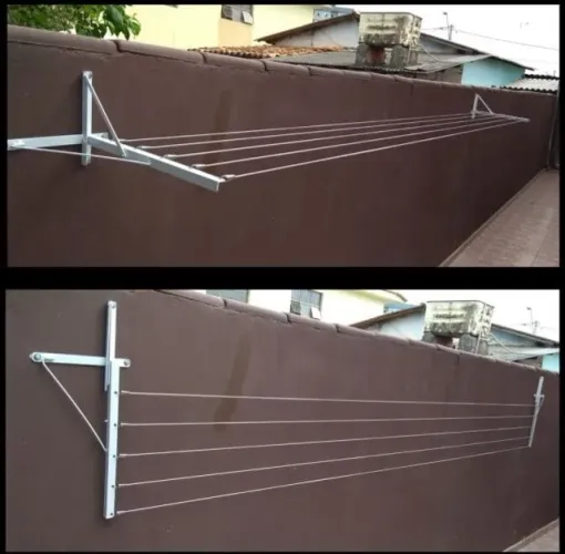 Varal de Parede 5 metros Kit Reforçado com Mão Francesa