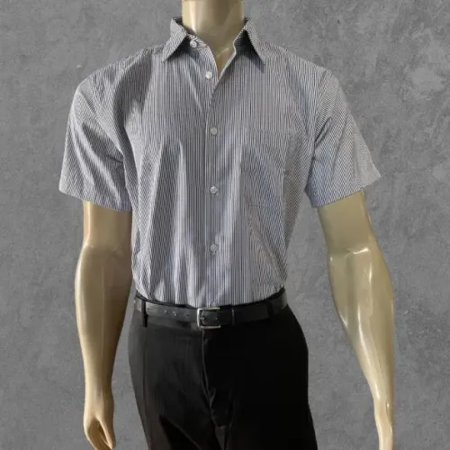 CAMISA SOCIAL MANGA CURTA COM BOLSO 100% ALGODÃO FORMAL CASUAL