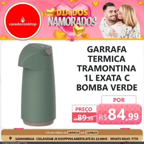 Garrafa termica tramontina 1l exata c/ bomba verde
