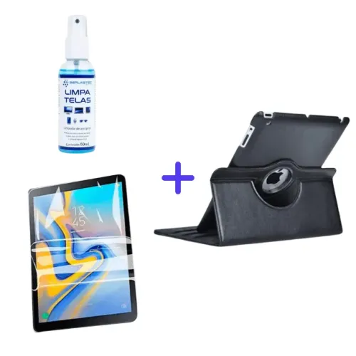 Kit Capa Giratória + Película para Ipad 7,8,9 e 10.2" + Limpa Telas cod: 10023
