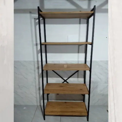 Estante Estilo Industrial em aço Amadeirado