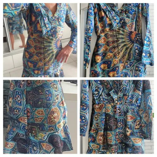 lindo vestido estampada com decote nas costas lafe