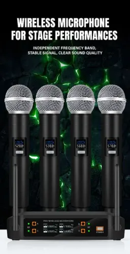 Kit Com 4 Microfones Profissionais Sem Fio