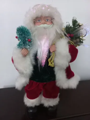 Papai noel antigo musical 35 cm funcionando 