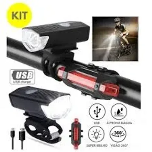 kit lanterna bike recarregável-frete grátis jp