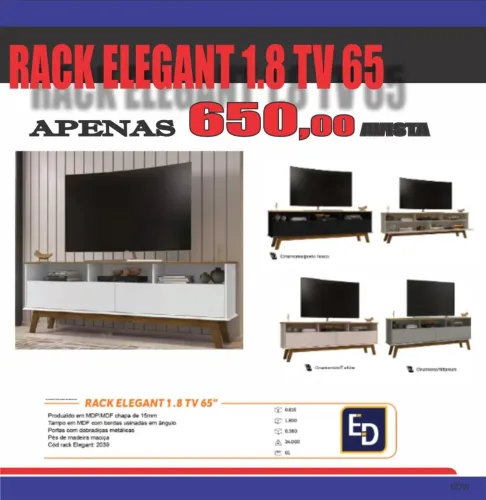 Rack Elegant 1.8 TV 65" - Design e Qualidade!