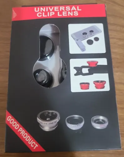 Kit Lentes Universal Clip para Celular - Olho de peixe, macro e grande angular