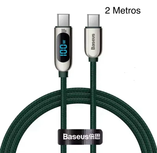 Cabo Baseus display Rápido 2 Metros Usb-C 