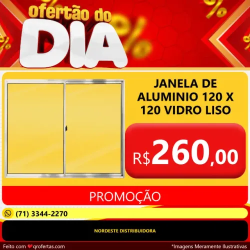JANELA EM ALUMINIO 120 X 120 - ( 1,20 METRO DE ALTURA POR 1,20 METRO DE LARGURA )