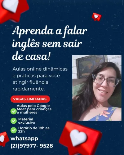 Aulas online de inglês particular para crianças e mulheres 
