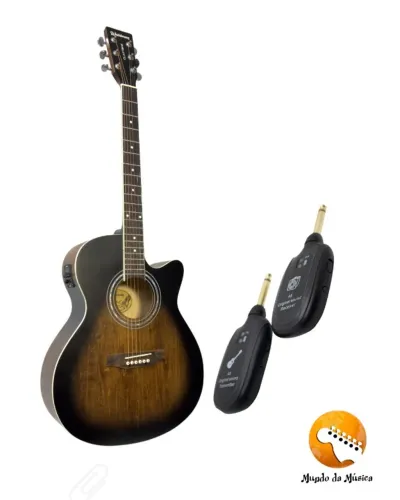 KIT-VIOLAO ELETRO-ACUSTICO MARCA WALDMAN + RECEPTOR E TRANSMISSOR SEM FIO UHF 