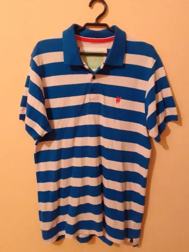 Camisa Polo, Original! Listrada Azul e rosa,