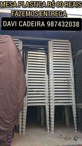 MESA DE PLASTICO BRANCA DKR6 7D. KM. ED ENTREGA HOJE 