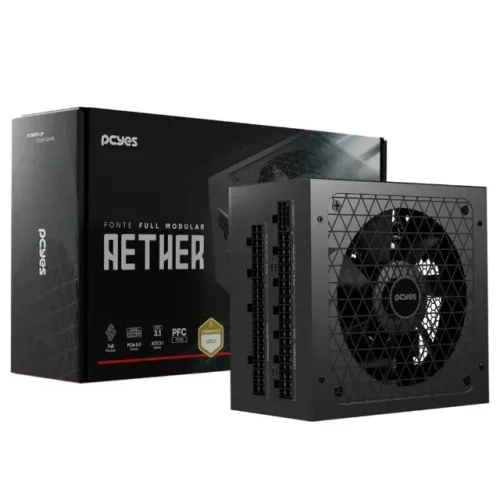 Fonte 1000w PCYes Aether, Full Modular, Cybenetics Gold, PCIe 5.0, ATX 3.1 - 1000WFMG