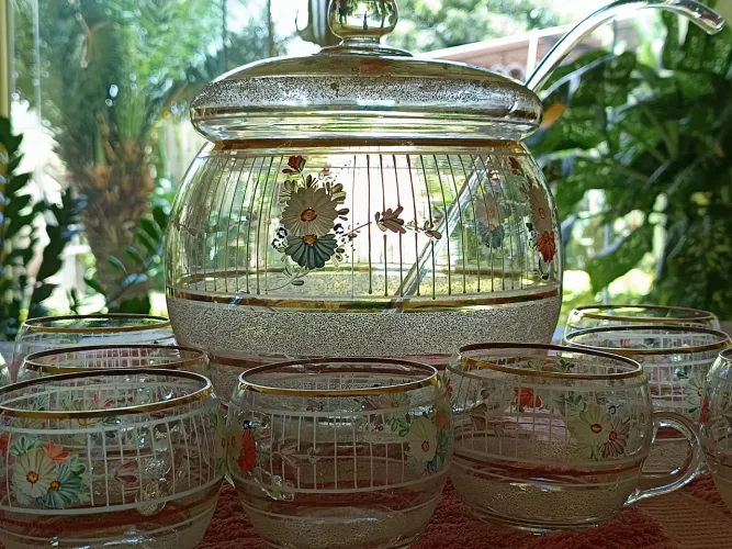 Poncheira e copos de Cristal, de 1954