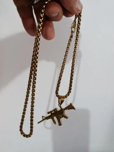 Colar tam.70 , aço com banho de ouro 18
