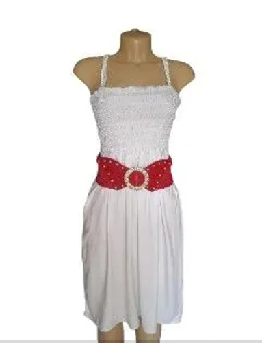 Vestido branco+cinto Largo vermelho