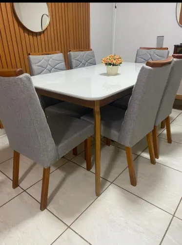 Mesa jantar 6 cadeiras madeira Georgia ametista 1.60 x 90