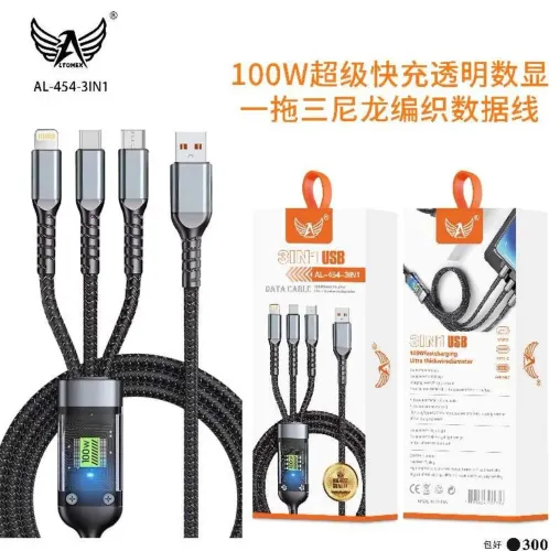 Cabo 3 em 1 100W Carregamento Rápido