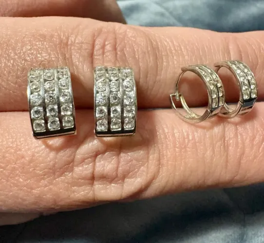 Brinco ouro branco conjunto 2 argolas