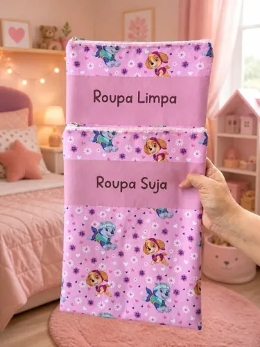 Kit Organizador Roupa Limpa Suja Impermeável Patrulha Canina