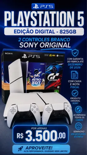     PlayStation 5 Digital Original ? Completo na Caixa ? Garantia de Fábrica