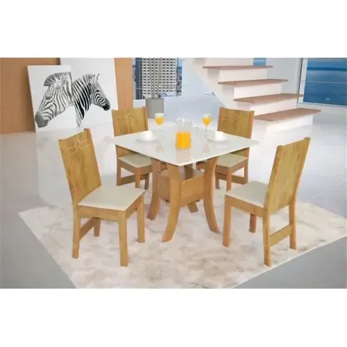 SAO CARLOS CONJ MESA QUADRADA AMANDA 4 CAD ELANE BEGE FREUJOOFF