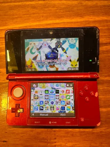 Nintendo 3DS Old Flame Red Destravado + SD 32GB + Carregador Paralelo