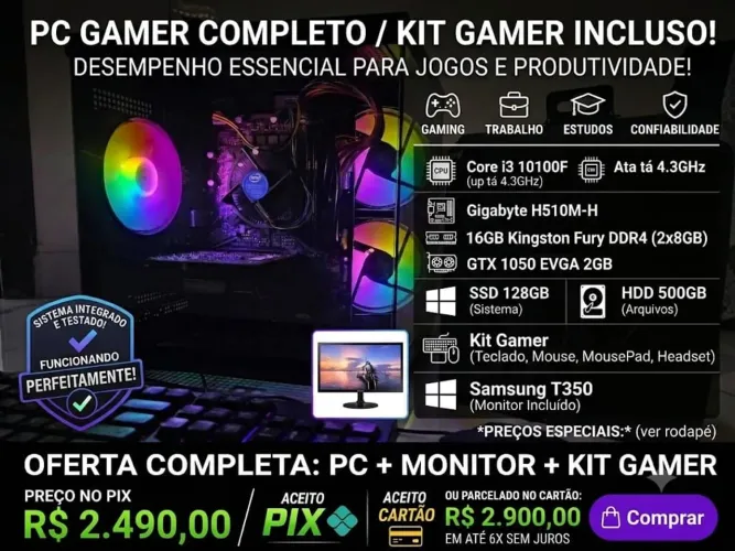Excelente Computador Gamer - PC Muito Rápido