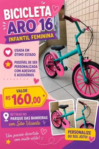 Bicicletas infantil feminina Aro 16