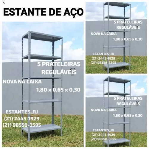 Estante de Aço / Ferro com 5 Prateleiras Reguláveis (Nova na Caixa)