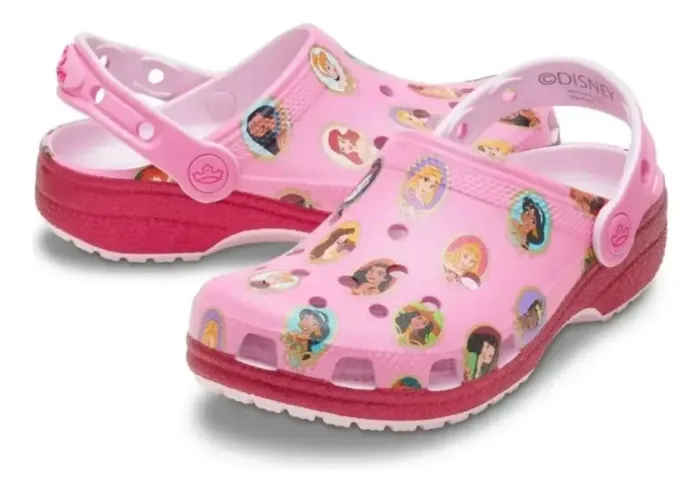Sandália Crocs Classic Princesa Disney Rosa Juvenil 